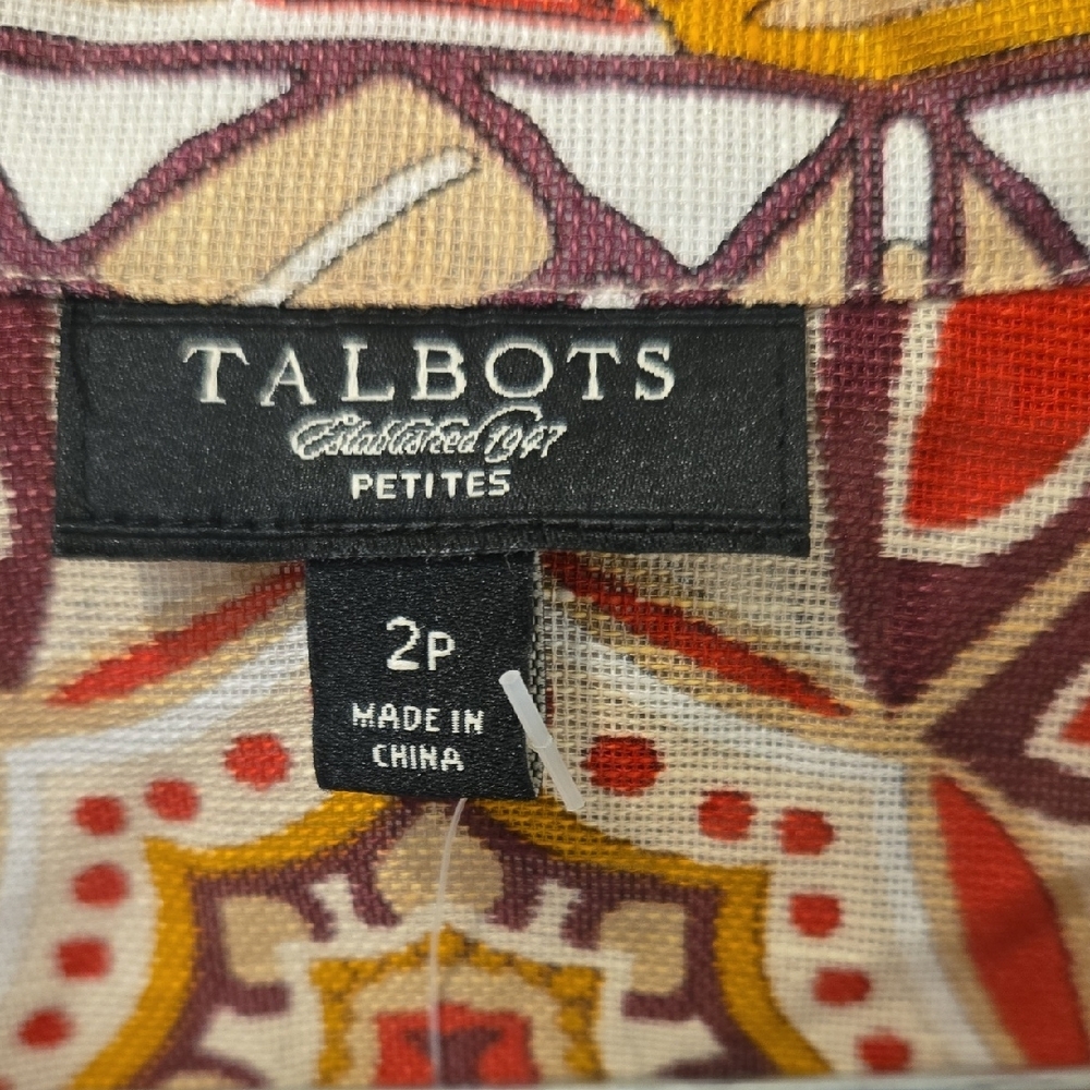 Talbots Multi-Color Geometric Collared Tunic In R… - image 2